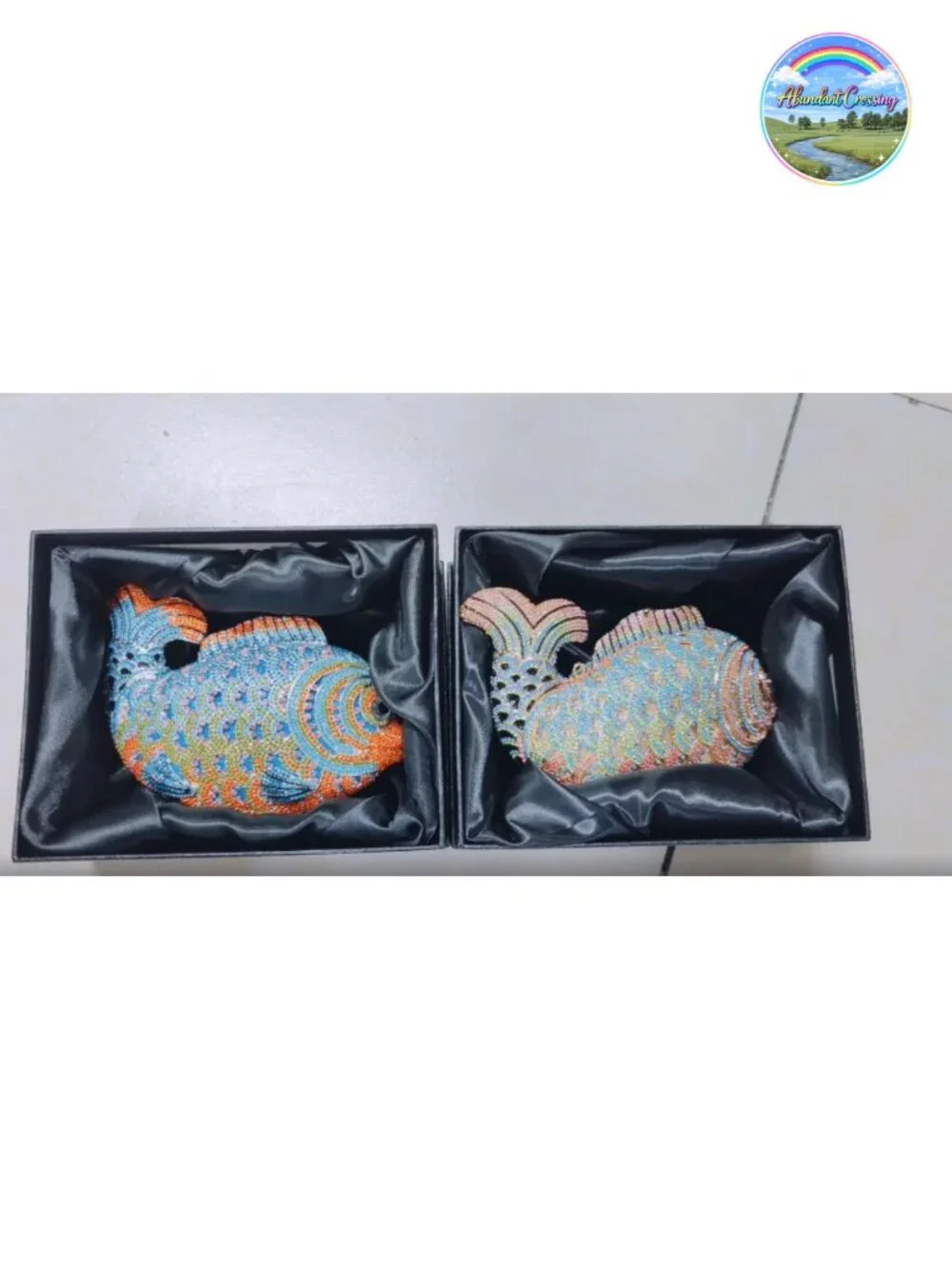 Handcrafted Crystal Fish Clutch Evening Bag Women Formal Prom Wedding Purse